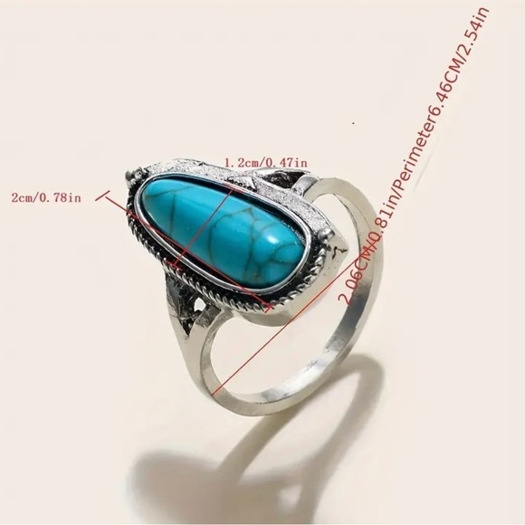 Light Blue Boho Turquoise Stone Ring, NWT - Picture 4 of 5